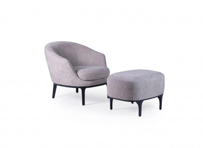 Wohnzimmer Set 2tlg Sessel mit Hocker Designer Modern Polstermöbel